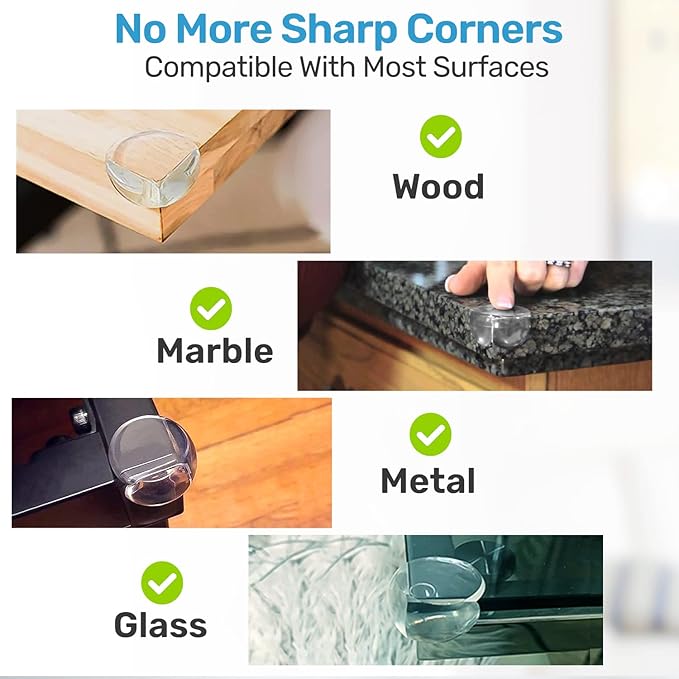 Table Corner Protectors for Baby, Clear Furniture Corner Guards & Edge Safety Bumpers, Round Baby Proof Bumper, Table Edges & Sharp Corners Baby Proofing (12 Pack)