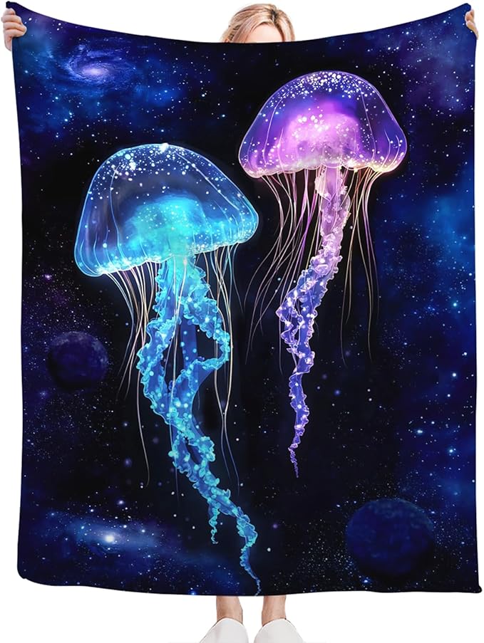 Tijuboni Jellyfish Throw Blanket Jellyfish Gifts for Girls Boys Women Men Kids Adults Soft Flannel Fleece Blanket for Couch Sofa Bed Home Decor 40"x50"
