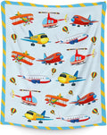 Cute Airplane Throws for Kids - 40" x 50" Inches Soft Cozy Throw Blanket Gift for Boys, Teens - Flannel Blankets for Crib, Couch, Sofa