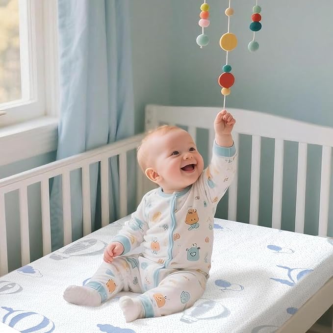 Pack and Play Mattress - 38"x26" Pack N Play Mattresses Pad with Breathable Removable Cover - Dual-Sided Memory Foam Foldable Portable Baby Crib Mattress, Balloon