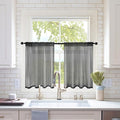 MIULEE Short Sheer Curtains 30 Inch Length for Kitchen Bathroom Cafe Half Halloween Window Treatment, Rod Pocket Tier Curtains 2 Panels, 29x30 Inches Long, Black