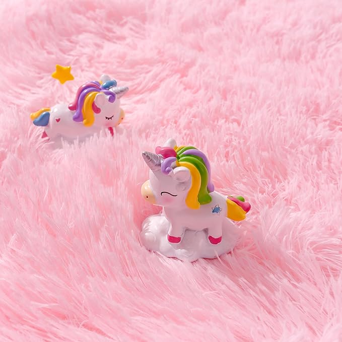 3x5 Fluffy Pink Area Rug - Soft Cute Shag Fuzzy Rug for Bedroom - Anti-Skid Living Room Girls Rug Pink Home Decor