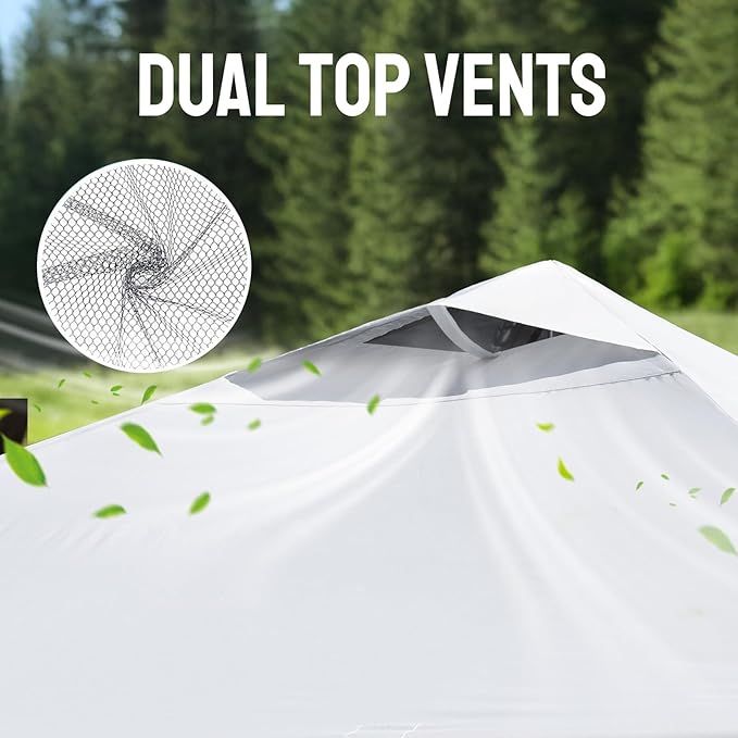 CROWN SHADES Adjustable Height on The Fly, 10x10 Pop Up Canopy - Beach Tent with One Push Setup - Easy Outdoor Sun Shade for Events, Parties, Camping - Outside Shade with STO-N-Go Bag, White