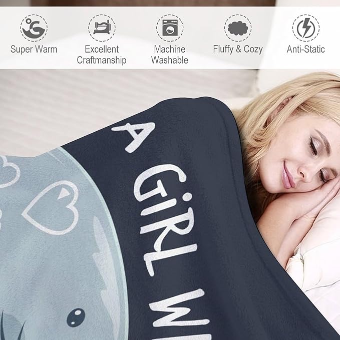 Just A Girl Who Loves Manatees Blanket Manatees Gifts for Girls Boys Woman Kids Lover Ocean Throw Blankets Soft Blanket Warm Fleece Flannel Plush Blankets for Bed Sofa Couch 50"x60"