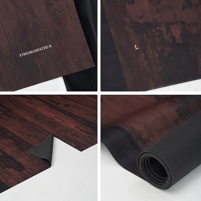 Kate Dark Brown Wood Floor Backdrop Photography Floor Mats Wooden Wall Rubber Flooring Mat Newborn Photography Props for Photo Studio 10x8ft (Included 2 Pcs 5x8ft)