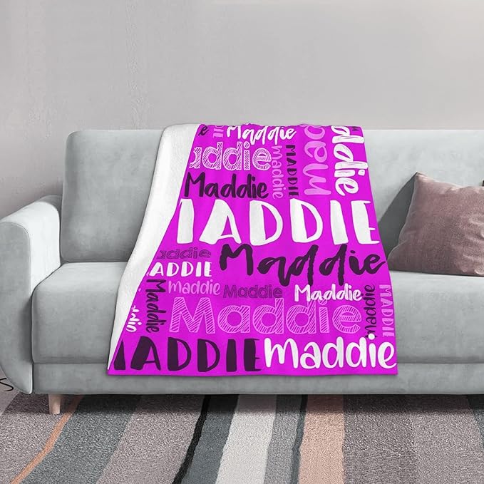 Dr.TOUGH Personalized Blankets with Name Customized Baby Blankets for Girls Boys Adults Monogrammed Blankets and Throws Christmas Birthday Mothers Fathers Valentines Day Gift (Magenta, 40''×50'')