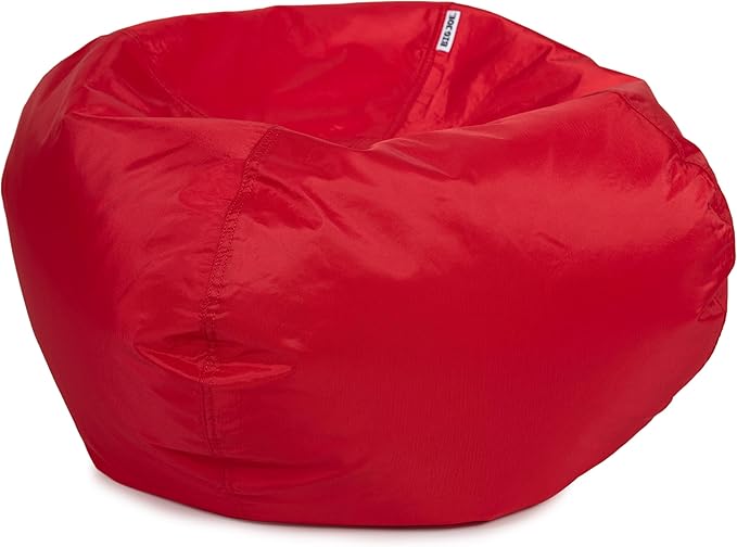 Big Joe Classic Bean Bag Chair for Kids Bedroom and Reading Nook, Easy-Clean Red, Durable Nylon Polyester Blend, 2 feet Refillable