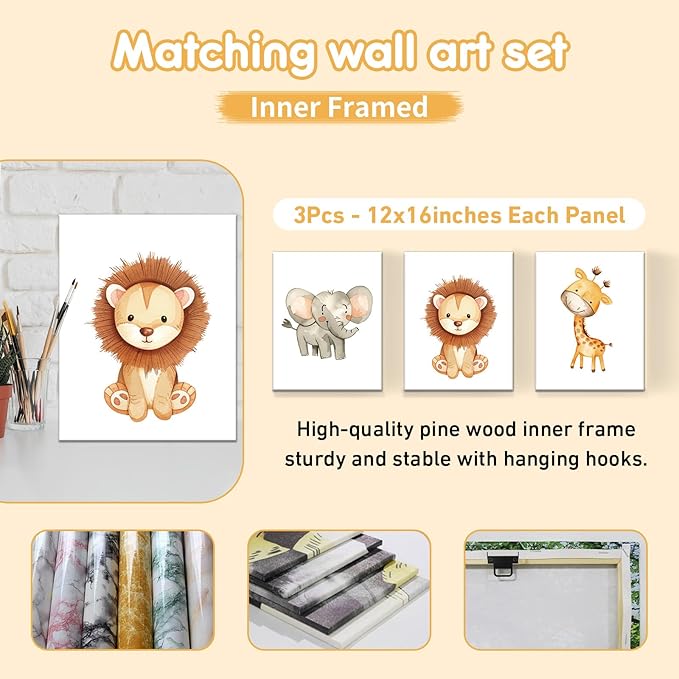 Personalized Baby Bedding Set, 5 Pcs Custom Name Baby Crib Sets, Safari Animal Crib Bedding Set for Baby Boys Girls, Double Layer Flannel Nursery Bedding Set, Toddlers Infants Customized Gifts