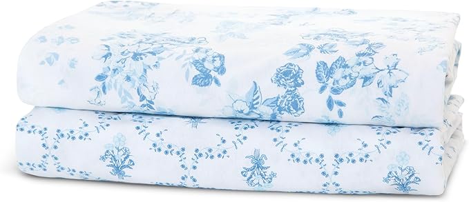 Delta Children Fitted Crib Sheets for Girls and Boys - 100% Organic Cotton Crib Sheet for Standard Crib and Toddler Mattresses - 28x52 Inch - GOTS Certified (Pack of 2), Blue Botanicals