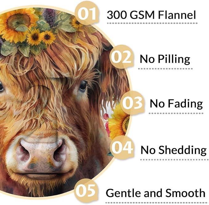 Highland Cow Blanket Gifts - 60x50 Inches Vintage Throw Blanket for Women, Girls - Colorful Soft Fuzzy Blankets for Bed Couch & Travel - Aesthetic Highland Cow Gift Idea