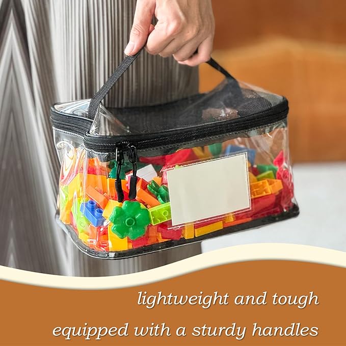 Upgraded Large Toy Storage Organizer, Clear Toy Storage Bags with Label & Manual Pocket for Puzzles, etc. (4PCS)