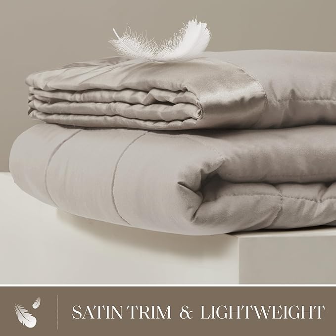 Madison Park Windom Down Alternative Blanket, Premium 3M Scotchgard Moisture Wicking Treatment, Lightweight and Soft Bed Cover For All Season, Satin Trim, Grey King
