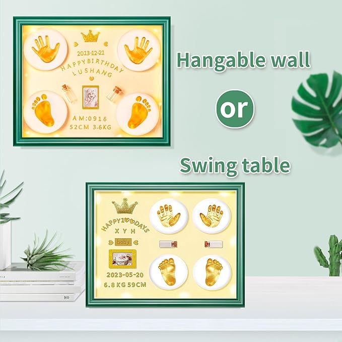MCstars Newborn Hand and Footprint Clay Photo Frames, Baby Footprint Keepsake Sets, Impression Clay Hand Mould Casting and Keepsake Photographs, Nursery Decorations and Newborn Gifts, Baby Registry