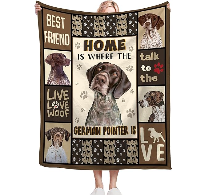 German Shorthaired Pointer Blanket - Cute Dog Throw for Girls, Women, Kids, Adults - Soft Warm Cozy Fleece for Couch, Sofa, Bed - 80"x60"