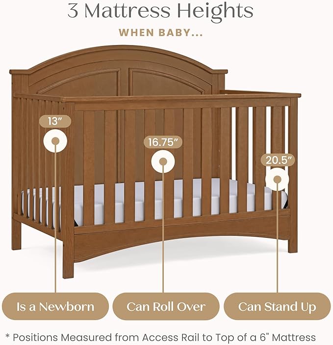 Delta Children Perry 6-in-1 Convertible Crib - Greenguard Gold Certified, Chestnut