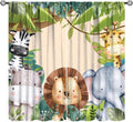 Jungle Animals Curtains Colorful Forest Cartoon Wildlife Lion Giraffe Elephant for Kids Boys Girls Nursery Bedroom Living Room Blackout Rod Pocket Decoration Window Drapes 2 Panels W26xL84in