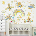 Animal Rainbow Wall Stickers Airplane Animals Wall Decals Stars & Clouds Peel and Stick Decal for Kids Rooms Nursery Playroom Walls (Rainbow Airplane)