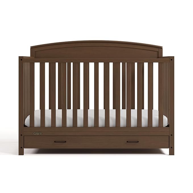 Graco Benton 5-in-1 Convertible Crib with Drawer (Hazelnut) – GREENGUARD Gold Certified, Converts from Baby Crib to Toddler Bed, Daybed and Full-Size Bed, Full-Size Nursery Storage Drawer