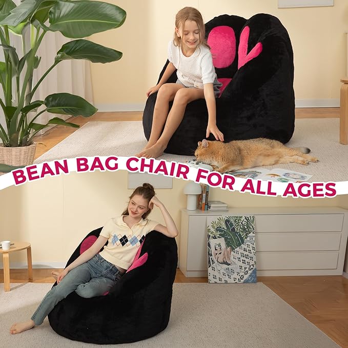 Bean Bag Chair for Adults Teens, Faux Fur Pet's Paw Shape Beanbag Chairs Memory Foam Filled Accent Floor Sofa for Kids Reading, Gaming, Relaxing in Living Room, Bedroom, Dorm, Playroom