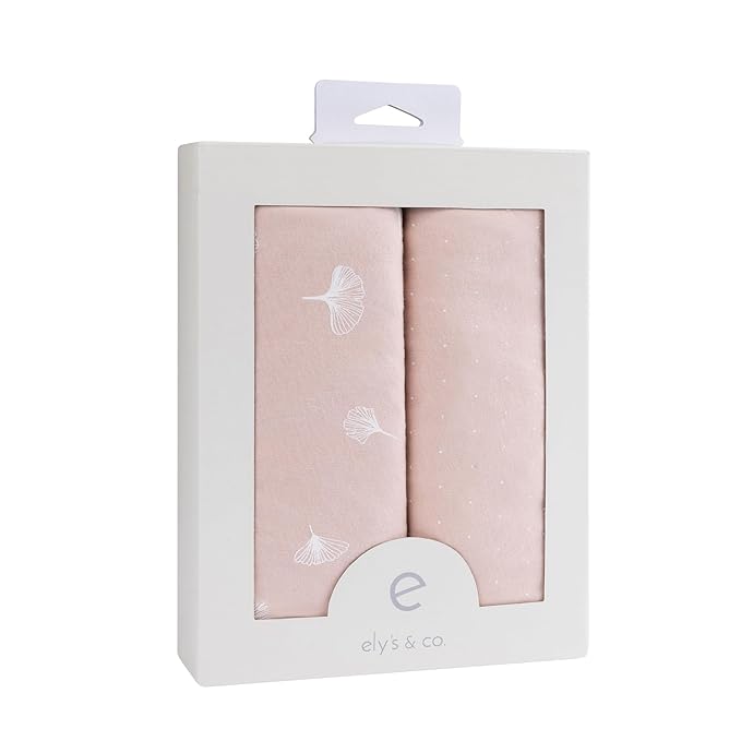 Ely’s & Co. Changing Pad Cover, Diaper Changing Table Sheets, 2 Pack, Cradle Sheet Set for Baby Girls, 100% Jersey Knit Cotton, Pink Gingko Collection, 32”x16”x5”