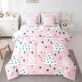 Feelyou Christmas Girly Comforter Set with Sheets Kids Christmas Tree Bedding Set Boys Girls Snowflake Candy Decor Bed in a Bag Xmas Theme Pink Bed Set Bedroom Queen Size