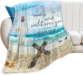 Tijuboni Christian Religious Jesus Throw Blanket Ocean Beach Gifts for Women Men Girls Boys Kids Adults Soft Flannel Fleece Blanket for Couch Sofa Bed Home Decor 50"x60"