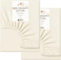 Organic Cotton Crib Mattress Protector (Water-Resistant) - Breathable Fitted Liner Pad, GOTS-Certified, Hypoallergenic, Made in USA - Cradle 36"x18" - Pack of 2