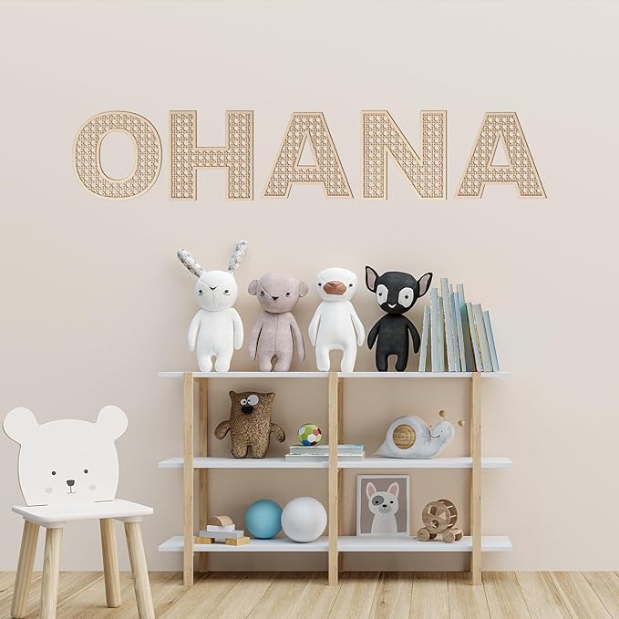 Large Boho Wooden Rattan Letters 12 inch for Nursery Decor Wood Letter I Wall Decors for Baby Girl Boy Bedroom Home Rustic Name Sign Birthday Wedding Decorative Letters