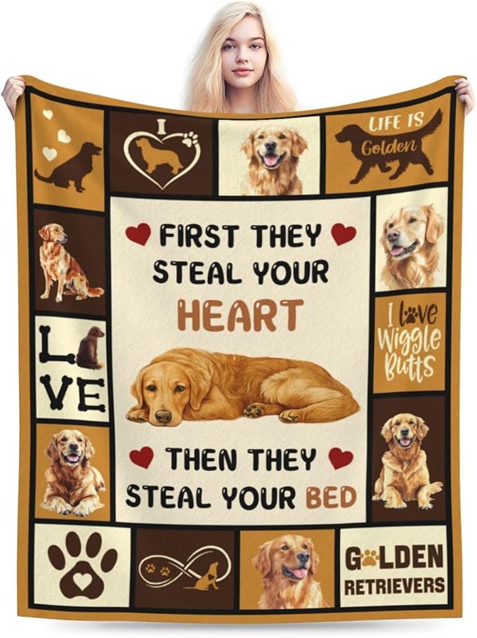 Golden Retriever Blanket Golden Retriever Throw Blanket Gifts Super Soft Flannel Lightweight Fluffy Plush Fuzzy Fleece Dog Decor Blanket for Woman Girl Kids Boys for Bed Sofa Bedding 40"X50"