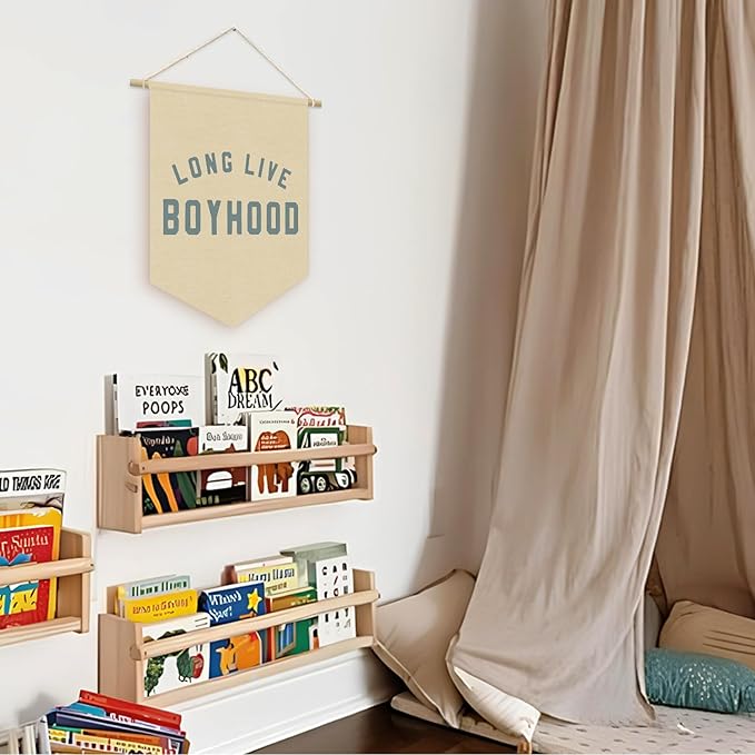 Long Live BoyHood Banner, Boy Nursery Decor, Boys Room Wall Hanging Pennant Flag Banner Decor for Nursery Classroom Playroom Kids Room, Playroom Essentials