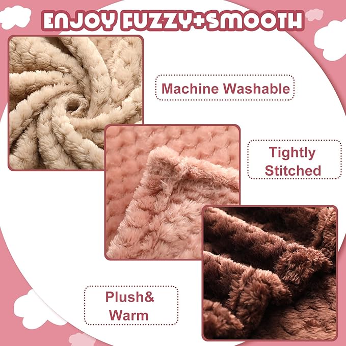 Frienda 4 Pcs Baby Fuzzy Blanket Fluffy Baby Blanket for Boys Girls Soft Warm Infant Newborn Toddler Receiving Nursery Bed Supplies, 32 x 24 Inch(Beige Brown Color)