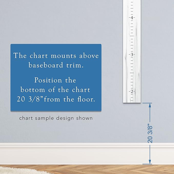 Farmhouse Style Wooden Kids Growth Chart Ruler for Boys and Girls (Weathered White - NTT)
