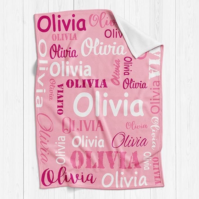 Gudina Custom Blanket with Name, Customized Name Blanket for Kids, Personalized for Women Men