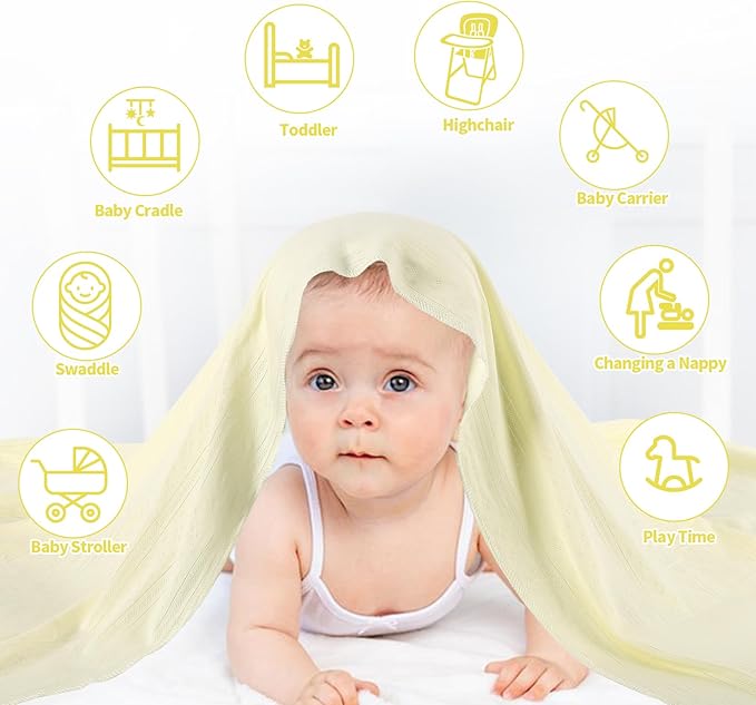 Gina Era Knit Baby Receiving Blankets, Soft Lightweight Cozy Swadde Blanket for Newborns, Unisex Baby Blanket, 2 Pack 30 X 40 Inch for Boy (Yellow)