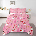 Feelyou Christmas Kids Comforter Set Queen Size Happy New Year Bedding Set Santa Claus Duvet Quilt for Kids Boys Girls Bedroom Merry Christmas Decor Microfiber Ultra Soft Breathable