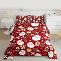jejeloiu Santa Claus Comforter Set Twin Size Merry Christmas Bedding Set for Kids Boys Girls Xmas Themed Duvet Quilt Red Bedroom Decor