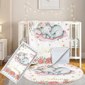 Custom Baby Crib Bedding Set, 3 Pcs Personalized Nursery Bedding Set with Name, Soft Baby Bedding Crib Sets with Blanket - Toddler Crib Sets for Girls Boys, Infant Newborn Gifts, Pink Elephant
