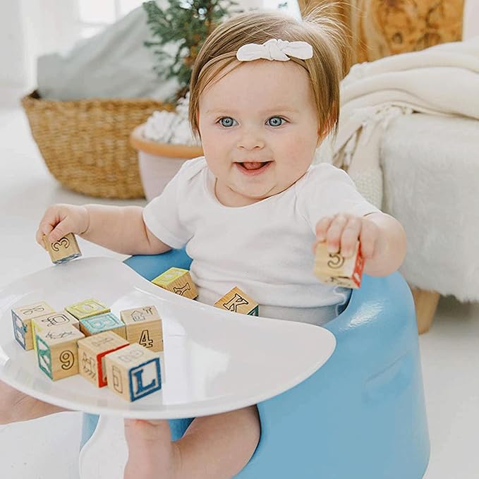 Bumbo Baby Infant Soft Foam Comfortable Support Wide Floor Seat with 3 Point Adjustable Harness for Ages 3 to 12 Months, Powder Blue