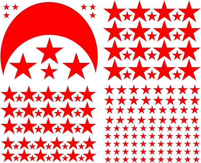 Moon and Stars Wall Decal Vinyl Sticker for Kids Boy Girls Baby Room Decoration Good Night Nursery Wall Decor Home House Bedroom Design YMX16 (Red)
