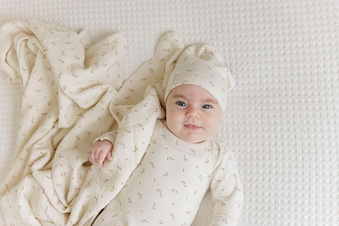 Ely's & Co. Muslin Swaddle Blankets 3-Pack for Baby Girl, 100% Cotton Muslin Extra Large Swaddle Receiving Blankets, 47”x47” (Pink-Cream Floral)