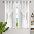 Kinryb Star Cutout Curtains for Girl Bedroom/Living Room/Classroom,2 Free Tiebacks Sheer Overlay 63 Inches 2 Panel Set, Double Layer Curtains for Kids Room(W52 x L63 Inches,Greyish White 2 Pcs)