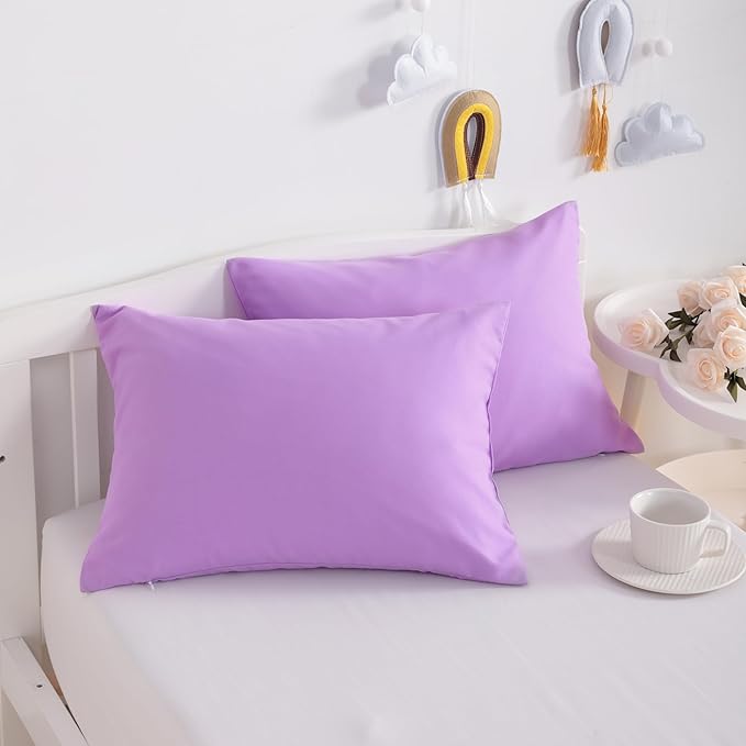NTBAY Microfiber Toddler Pillowcases with Envelope Closure, 2 Pack 100% Brushed Microfiber Super Soft Travel Kids Nursery Pillow Cases, 14"x20" Fits Pillows Sized 12"x16" 13"x18" 14"x19", Light Purple