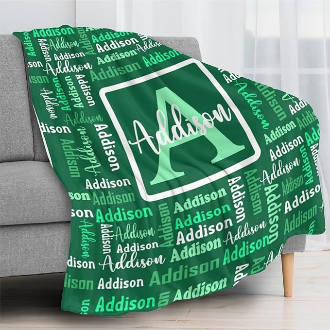 Dr.TOUGH Name Blanket Personalized Blanket for Adult Kids Flannel Customized Personalized Blankets and Throws