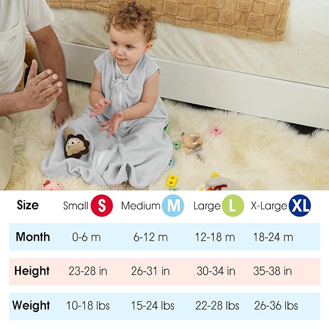 david's kids 3 Pack Warm Micro Fleece Baby Sleep Sack 12-18 Months, Soft Baby Wearable Blankets with 2-Way Zipper, Comfy Winter Sleeping Bags for Toddler Boys, Large Size, Snow White & Grey & Blue