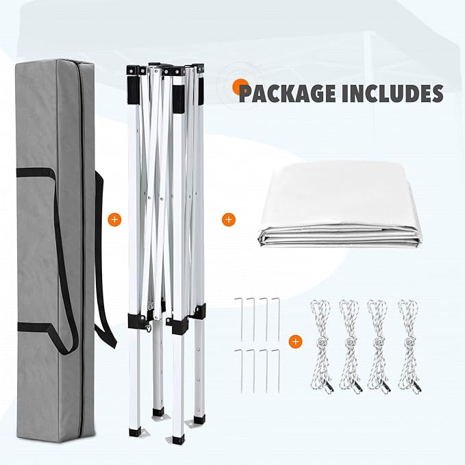 EAGLE PEAK 5x5 Pop Up Canopy Tent Instant Outdoor Canopy Easy Set-up Straight Leg Folding Shelter, White