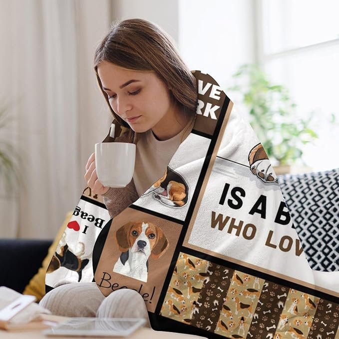 Beagles Dog Print Blanket Best Dog Pet Animal Throw Blankets for Couch Sofa Stuff Decor Gifts Lightweight Soft Cozy Fleece Plush Warm Flannel Bedding for Lover Man Woman Teen Adults 60"x80"