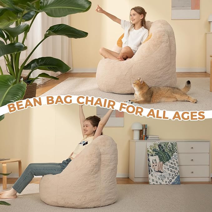 Bean Bag Chair for Adults Teens, Faux Fur Pet's Paw Shape Beanbag Chairs Memory Foam Filled Accent Floor Sofa for Kids Reading, Gaming, Relaxing in Living Room, Bedroom, Dorm, Playroom