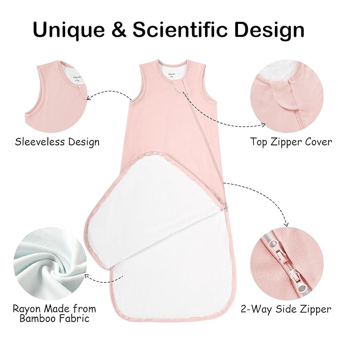 Supersoft Rayon Made from Bamboo Sleep Sack 18-24 Months 0.5 Tog Lightweight Toddler Sleep Sack 2t Baby Wearable Blanket with 2-Way Zipper Summer Unisex Sleeping Bag for Babies - Pink