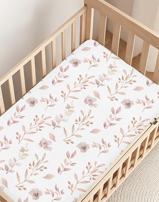 Crib Sheets for Boys and Girls, 2 Pack Fitted Baby Sheets for Standard Toddler Mattress 28" x 52", Soft Breathable Jersey Knit Baby Bedding (Bunny Garden)