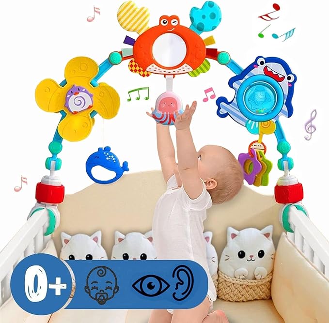 Pau1Hami1ton Baby Stroller Arch Toys, Car Seat Toys,Bouncer Toy Bar/Mobile for Bassinet,Adjustable Baby Hanging Toys Fit for Crib Bed,Stroller,Car Seat.S-19(Crab)
